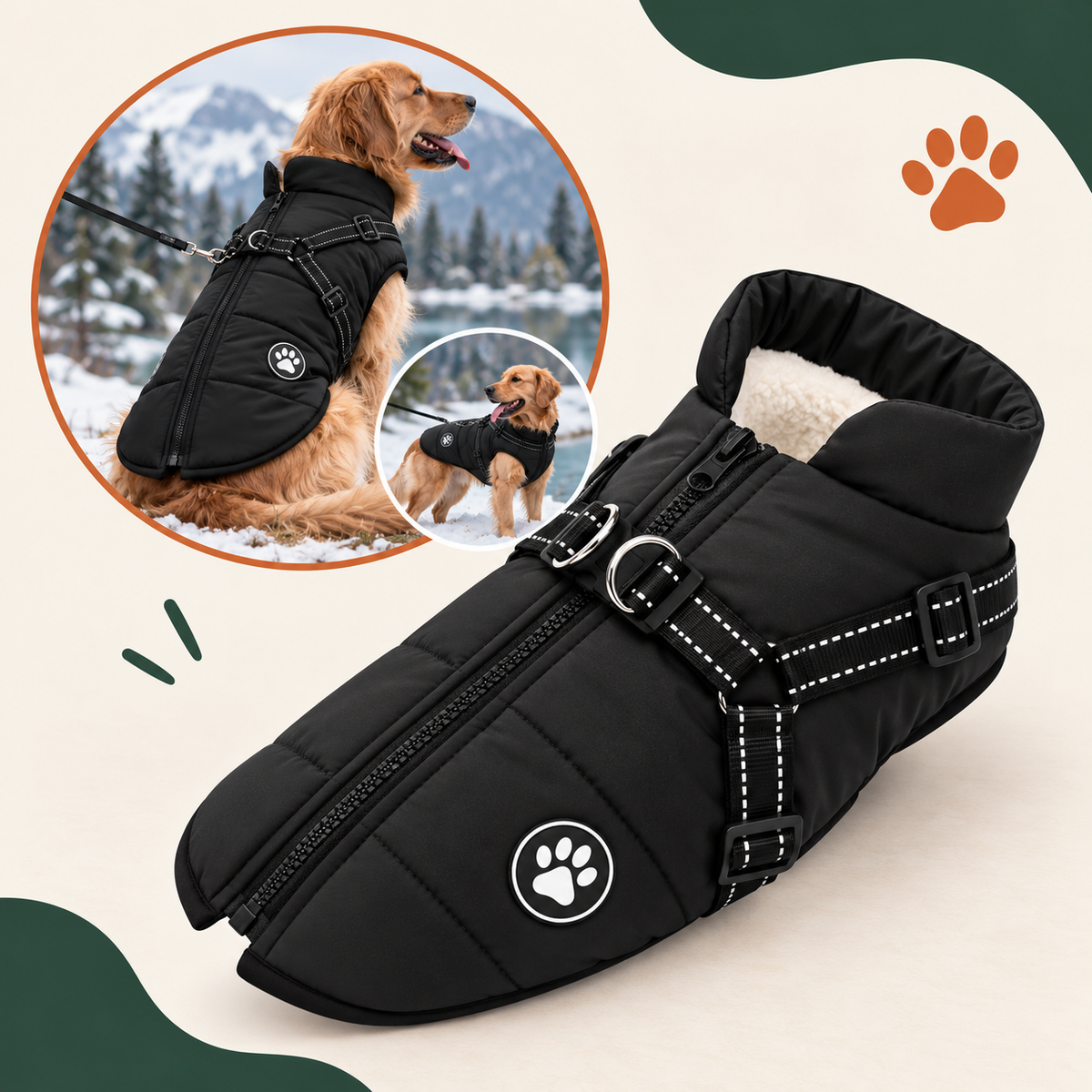 Manteau-Harnais MUSEAU™ — Le 2-en-1 qui change les balades de votre chien